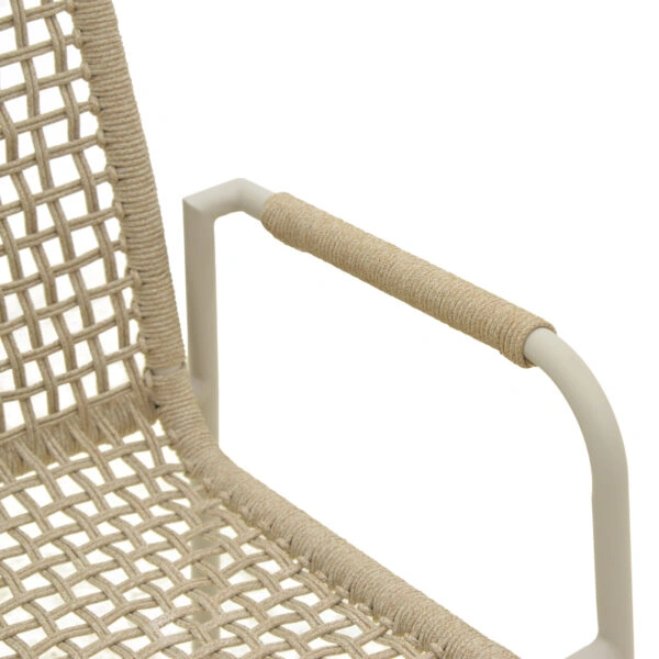 Πολυθρόνα Esence  στοιβαζόμενη αλουμίνιο cappuccino με pe σχοινί σε μπεζ απόχρωση 56x61,5x87,5εκ