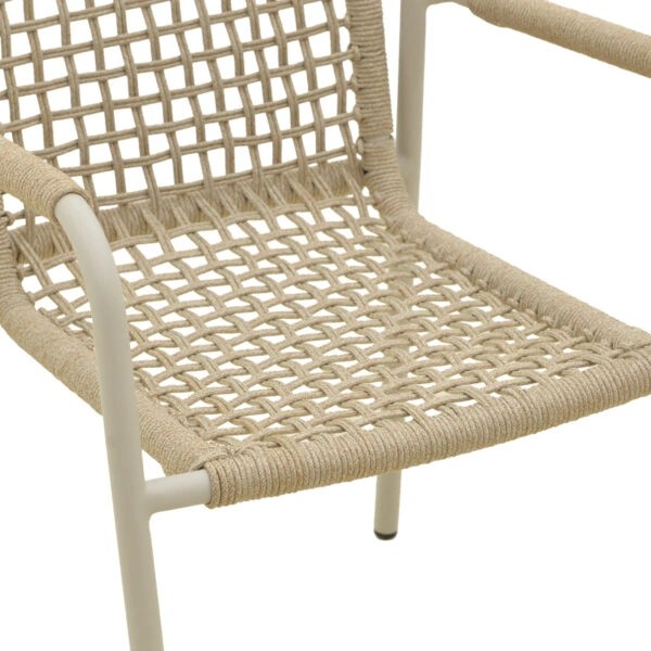 Πολυθρόνα Esence  στοιβαζόμενη αλουμίνιο cappuccino με pe σχοινί σε μπεζ απόχρωση 56x61,5x87,5εκ