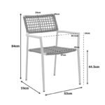 Πολυθρόνα Castal  στοιβαζόμενη μέταλλο σε λευκή -pe σχοινί σε φυσική απόχρωση 53x59x84εκ
