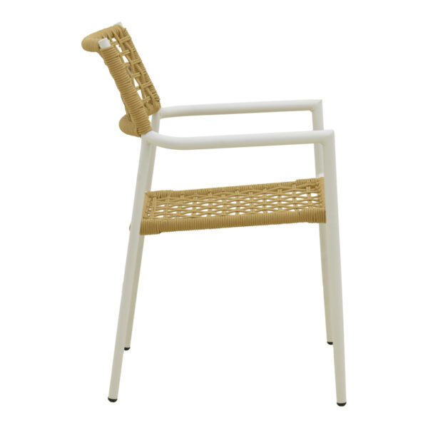 Πολυθρόνα Castal  στοιβαζόμενη μέταλλο σε λευκή -pe σχοινί σε φυσική απόχρωση 53x59x84εκ