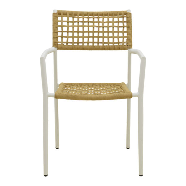 Πολυθρόνα Castal  στοιβαζόμενη μέταλλο σε λευκή -pe σχοινί σε φυσική απόχρωση 53x59x84εκ
