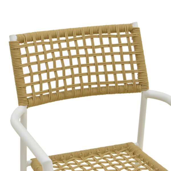 Πολυθρόνα Castal  στοιβαζόμενη μέταλλο σε λευκή -pe σχοινί σε φυσική απόχρωση 53x59x84εκ