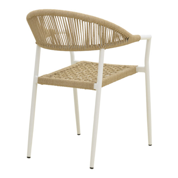 Πολυθρόνα Ammos  στοιβαζόμενη αλουμίνιο σε λευκή- pe σχοινί σε φυσική απόχρωση 56x61.5x82εκ