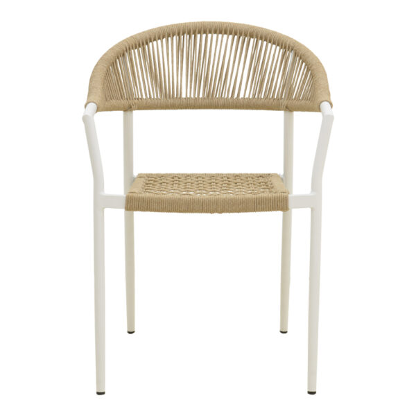 Πολυθρόνα Ammos  στοιβαζόμενη αλουμίνιο σε λευκή- pe σχοινί σε φυσική απόχρωση 56x61.5x82εκ