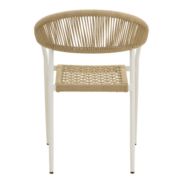Πολυθρόνα Ammos  στοιβαζόμενη αλουμίνιο σε λευκή- pe σχοινί σε φυσική απόχρωση 56x61.5x82εκ