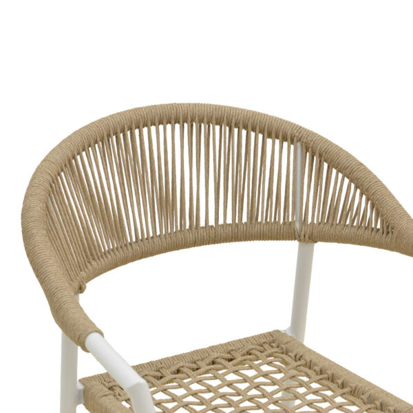 Πολυθρόνα Ammos  στοιβαζόμενη αλουμίνιο σε λευκή- pe σχοινί σε φυσική απόχρωση 56x61.5x82εκ