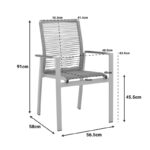 Πολυθρόνα Aegean  στοιβαζόμενη -teak- αλουμίνιο και μόκα textline με pe σχοινί μπεζ 56,5x58x91εκ