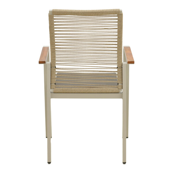 Πολυθρόνα Aegean  στοιβαζόμενη -teak- αλουμίνιο και μόκα textline με pe σχοινί μπεζ 56,5x58x91εκ