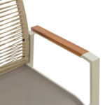 Πολυθρόνα Aegean  στοιβαζόμενη -teak- αλουμίνιο και μόκα textline με pe σχοινί μπεζ 56,5x58x91εκ