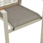 Πολυθρόνα Aegean  στοιβαζόμενη -teak- αλουμίνιο και μόκα textline με pe σχοινί μπεζ 56,5x58x91εκ