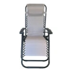 Πολυθρόνα relax πτυσσόμενη Mirka  γκρι textilene με μαύρο μέταλλο 65x165x110εκ