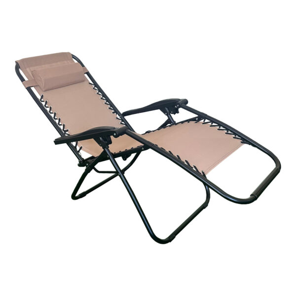 Πολυθρόνα relax πτυσσόμενη Mirka  μόκα textilene με μαύρο μέταλλο 65x165x110εκ