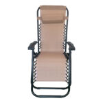 Πολυθρόνα relax πτυσσόμενη Mirka  μόκα textilene με μαύρο μέταλλο 65x165x110εκ