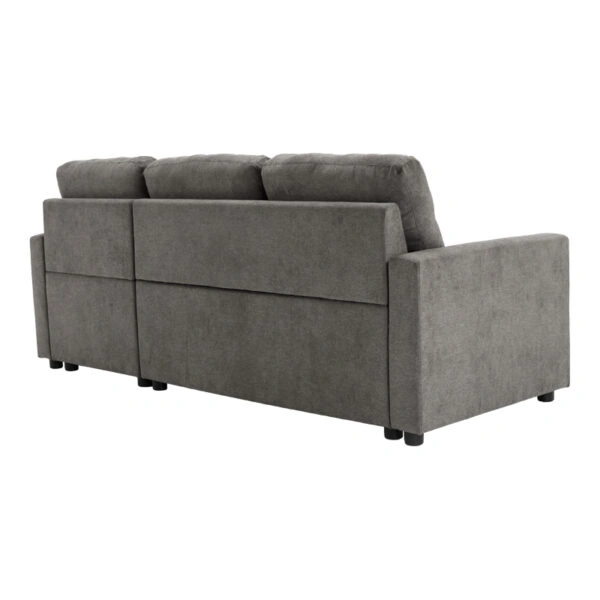 Γωνιακός αναστρέψιμος καναπές κρεβάτι Napora  με αποθηκευτικό χώρο γκρι ύφασμα 214x83/138x90εκ