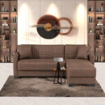 Γωνιακός καναπές-κρεβάτι αναστρέψιμος Stashio  ύφασμα καφε 202x143x84εκ