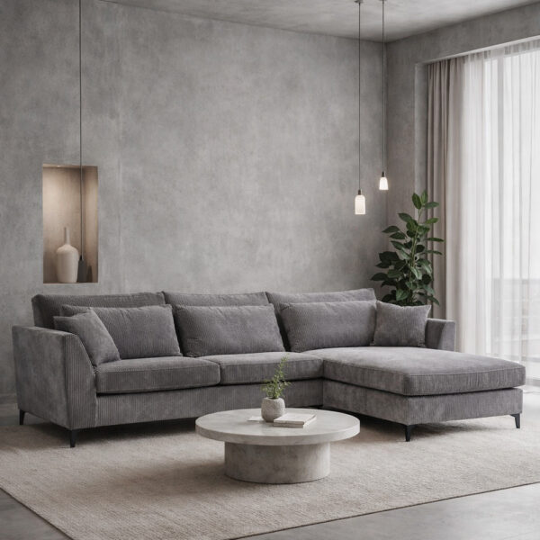 FOREVER ΚΑΝΑΠΕΣ ΓΩΝΙΑ ΔΕΞΙΑ ΓΚΡΙ 316x185xH92cm