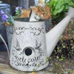 Artekko Birdhouse Μεταλλικό Διακοσμητικό Ποτιστήρι σε Λευκή Πατίνα (36x17x27)cm