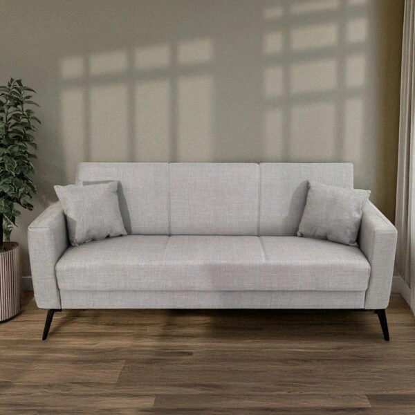 Artekko Pixie Γκρι Τριθέσιος Καναπές Κρεβάτι με Αποθηκευτικό Χώρο (205x80x85)cm Κρεβάτι (180x100x45)cm