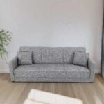 Artekko Pixie Γκρι Τριθέσιος Καναπές Κρεβάτι με Αποθηκευτικό Χώρο (205x80x85)cm Κρεβάτι (180x100x45)cm