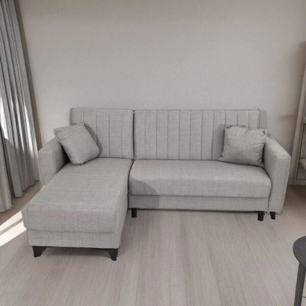Artekko Pixie Γκρι Τριθέσιος Καναπές Κρεβάτι με Αναστρέψιμη Γωνία και Αποθηκευτικό Χώρο (200x135x85)cm Κρεβάτι (180x100x45)cm