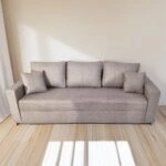 Artekko Flexy Μπεζ Τριθέσιος Καναπές με Αποθηκευτικό Χώρο (235x100x75)cm Κρεβάτι (200x150x45)cm