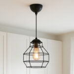 Φωτιστικό οροφής Rilo Megapap E27 μεταλλικό μονόφωτο χρώμα μαύρο Ø16x100εκ.