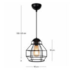 Φωτιστικό οροφής Rilo Megapap E27 μεταλλικό μονόφωτο χρώμα μαύρο Ø16x100εκ.