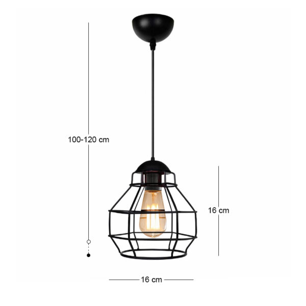 Φωτιστικό οροφής Rilo Megapap E27 μεταλλικό μονόφωτο χρώμα μαύρο Ø16x100εκ.