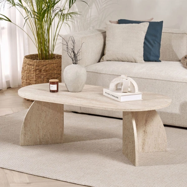 Τραπεζάκι σαλονιού Melina Megapap χρώμα travertine 120x60x40εκ.