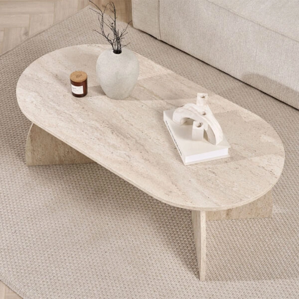 Τραπεζάκι σαλονιού Melina Megapap χρώμα travertine 120x60x40εκ.