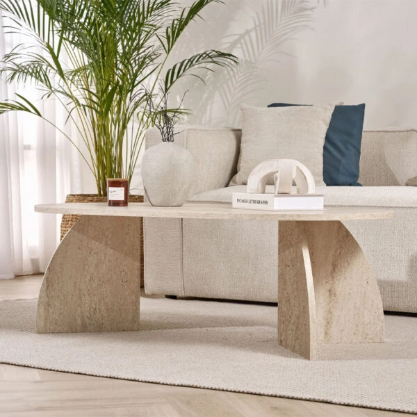 Τραπεζάκι σαλονιού Melina Megapap χρώμα travertine 120x60x40εκ.