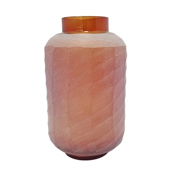 Artekko Frosted Γυάλινο Βάζο σε Πορτοκαλί Απόχρωση (16x16x26.7)cm