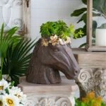 Artekko Animal Καφέ Κασπό με Κεφάλι Αλόγου από Μαγνήσιο (36.5x21.5x34.5)cm