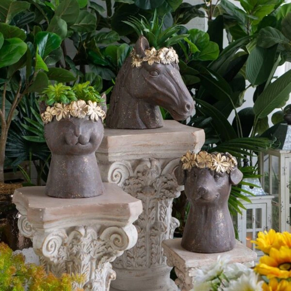 Artekko Animal Καφέ Κασπό με Κεφάλι Αλόγου από Μαγνήσιο (36.5x21.5x34.5)cm