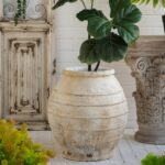 Artekko Antique Μπεζ Βάζο με Παλαίωση από Μαγνήσιο (44.5x44.5x47)cm