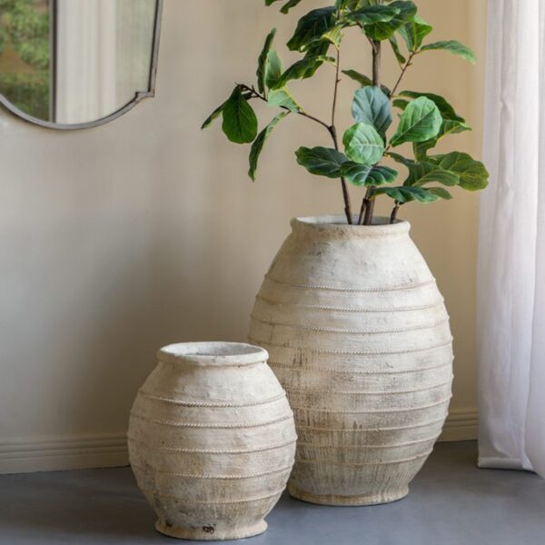Artekko Antique Μπεζ Βάζο με Παλαίωση από Μαγνήσιο (44.5x44.5x47)cm