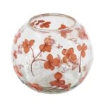 Artekko Aphelios Διάφανο Γυάλινο Βάζο με Πορτοκαλί Λουλούδια (14x14x13)cm