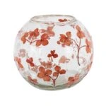 Artekko Aphelios Διάφανο Γυάλινο Βάζο με Πορτοκαλί Λουλούδια (14x14x13)cm