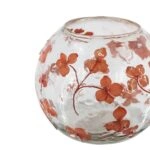 Artekko Aphelios Διάφανο Γυάλινο Βάζο με Πορτοκαλί Λουλούδια (14x14x13)cm