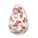 Artekko Aphelios Διάφανο Γυάλινο Βάζο με Πορτοκαλί Λουλούδια (15.2x15.2x23)cm