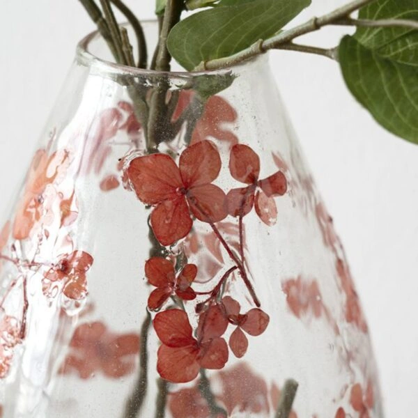 Artekko Aphelios Διάφανο Γυάλινο Βάζο με Πορτοκαλί Λουλούδια (15.2x15.2x23)cm