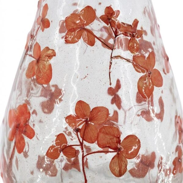 Artekko Aphelios Διάφανο Γυάλινο Βάζο με Πορτοκαλί Λουλούδια (12.5x12.5x18)cm
