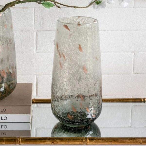 Artekko Twilight Γκρι Γυάλινο Διακοσμητικό Βάζο (15x15x30)cm