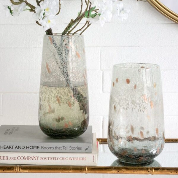 Artekko Twilight Γκρι Γυάλινο Διακοσμητικό Βάζο (15x15x30)cm