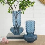 Artekko Glassy Μπλε Γυάλινο Βάζο (21.3x21.3x38.3)cm