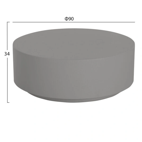 ΤΡΑΠΕΖΙ ΜΕΣΗΣ ΣΤΡΟΓΓΥΛΟ KYOKO HM6579.01 ΓΚΡΙ FIBER CEMENT Φ90x34Υεκ.