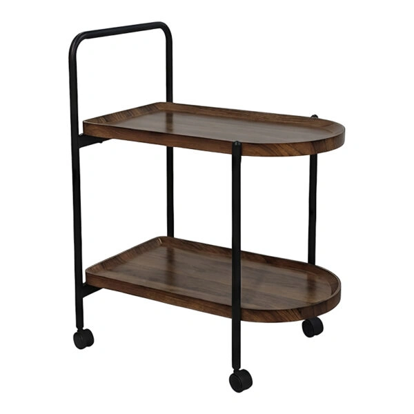 Βοηθητικό τραπέζι Whelea τροχήλατο mdf-μέταλλο καρυδί-μαύρο 40x60x69εκ