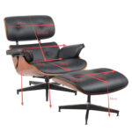 Πολυθρόνα Relax ArteLibre MIREN Με Υποπόδιο Μαύρο/Καφέ Ξύλο/PU 82x92x78cm