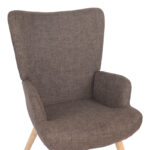 Πολυθρόνα-μπερζέρα Gerlina καφέ ύφασμα με πόδι σε φυσική απόχρωση 71x64x94εκ