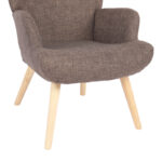 Πολυθρόνα-μπερζέρα Gerlina καφέ ύφασμα με πόδι σε φυσική απόχρωση 71x64x94εκ